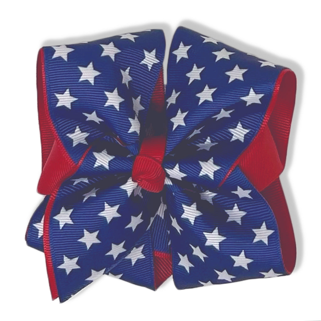 Red and Blue Stars Double Layer Hair Bow