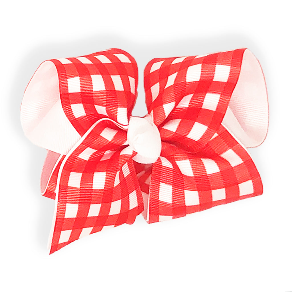 Orange Gingham Double Layer Bow