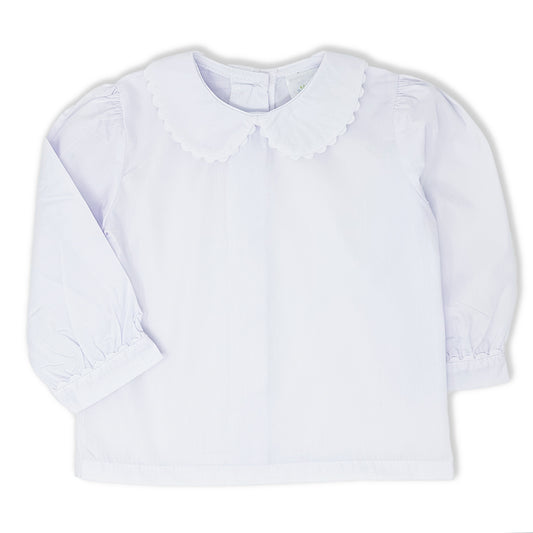 Girls Long Sleeve Peter Pan Collar Shirt